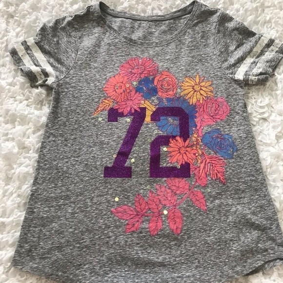 Gap kids Gray tee short sleeve  floral graphic t-shirt size XXL Kids - Picture 1 of 4